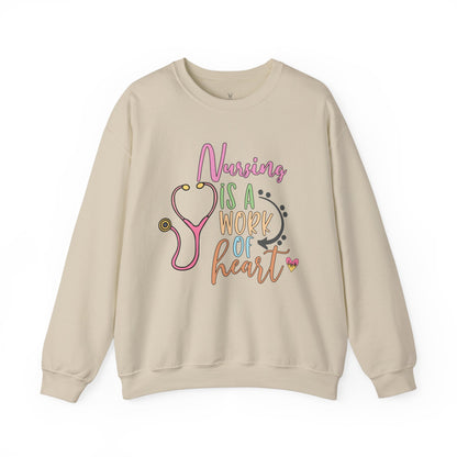 Nursing is a Work of Heart Crewneck Sweatshirt - Unisex Heavy Blend™ - Nefty Creations