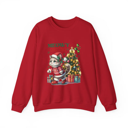 Meowy Christmas Crewneck Sweatshirt - Festive Cat Holiday Apparel - Nefty Creations
