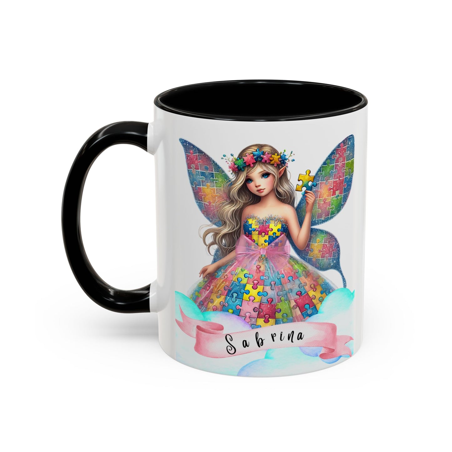 Colorful Fairy Personalized Coffee Mug, Girl autism, Unique Gift for Girls on the spectrum, Custom Name Drinkware,