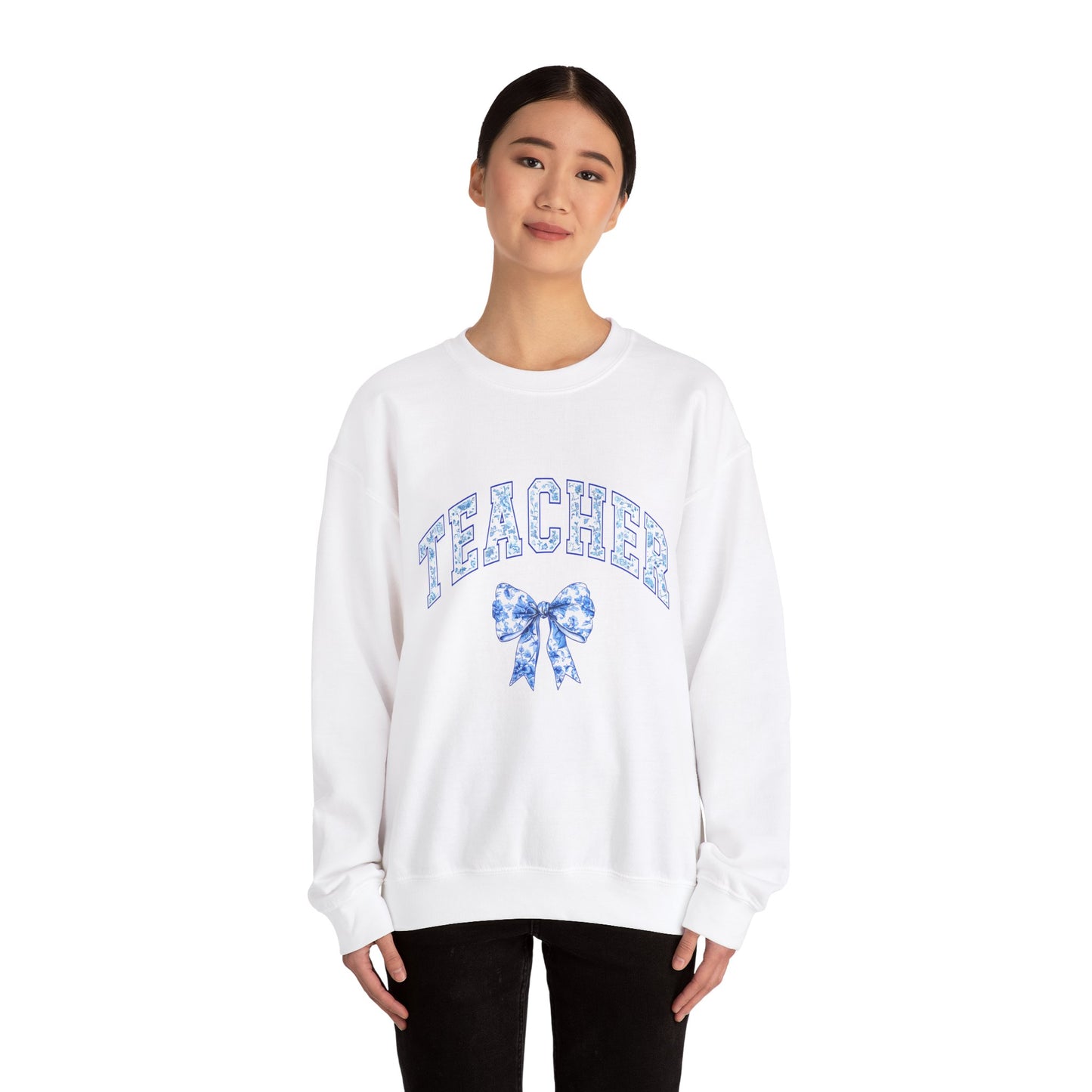 Teacher Floral Bow Crewneck Sweatshirt - Cozy Unisex Pullover for Educators