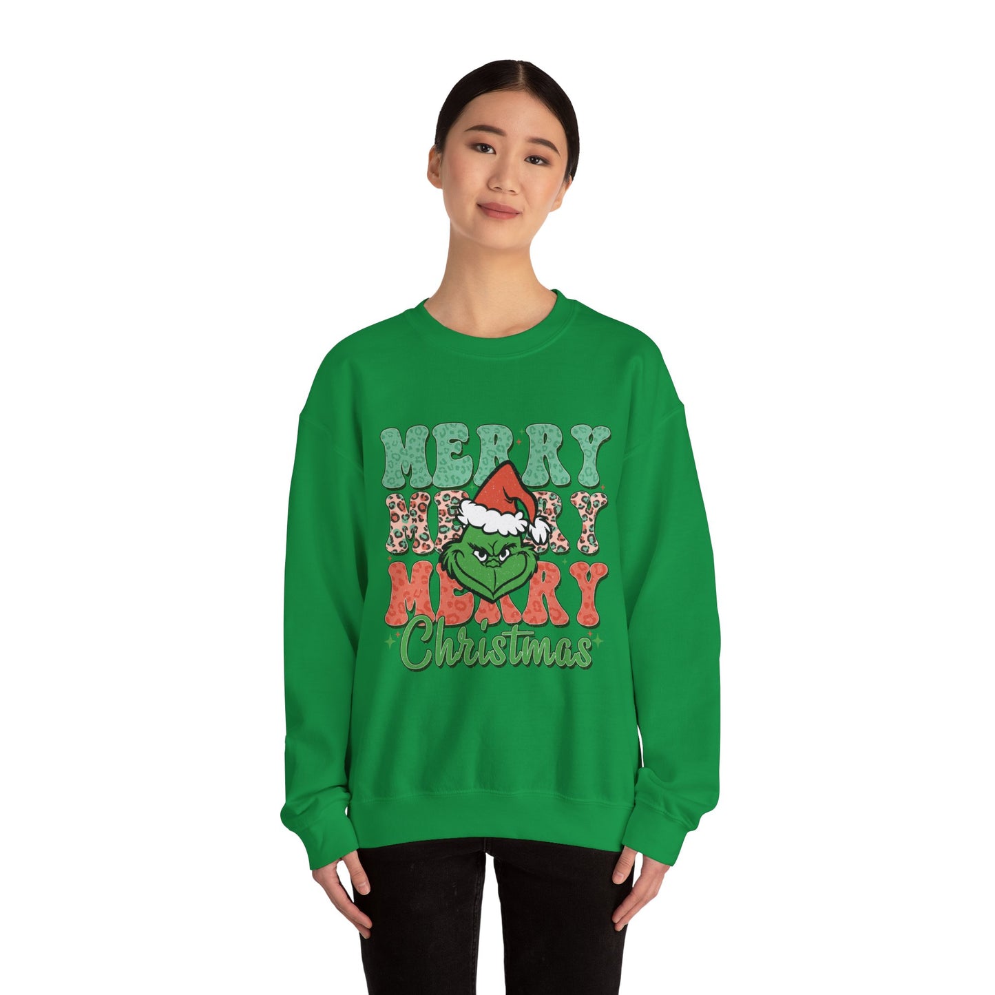 Merry Grinchmas Crewneck Sweatshirt - Festive Holiday Sweater for Christmas Celebrations - Nefty Creations