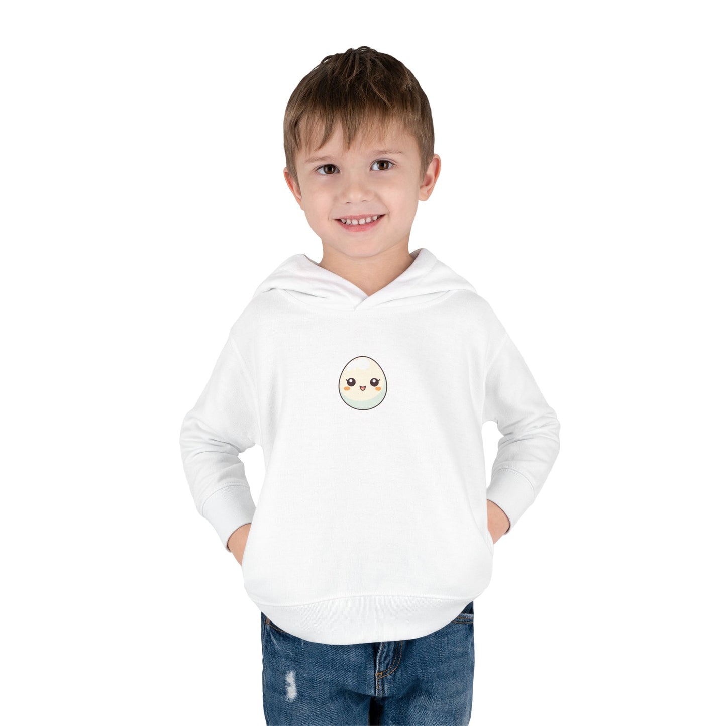 Cute Egg Graphic Toddler Fleece Hoodie - Cozy & Playful Pullover for Kids