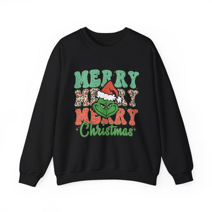 Merry Grinchmas Crewneck Sweatshirt - Festive Holiday Sweater for Christmas Celebrations - Nefty Creations