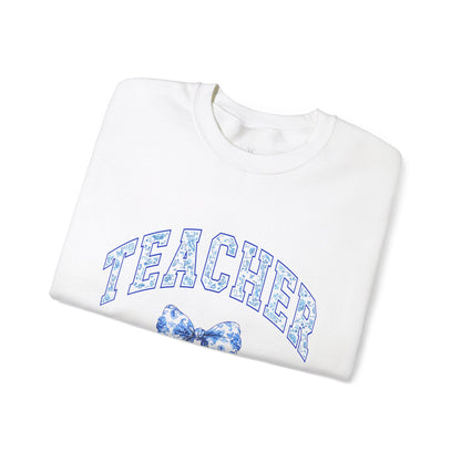 Teacher Floral Bow Crewneck Sweatshirt - Cozy Unisex Pullover for Educators - Nefty Creations