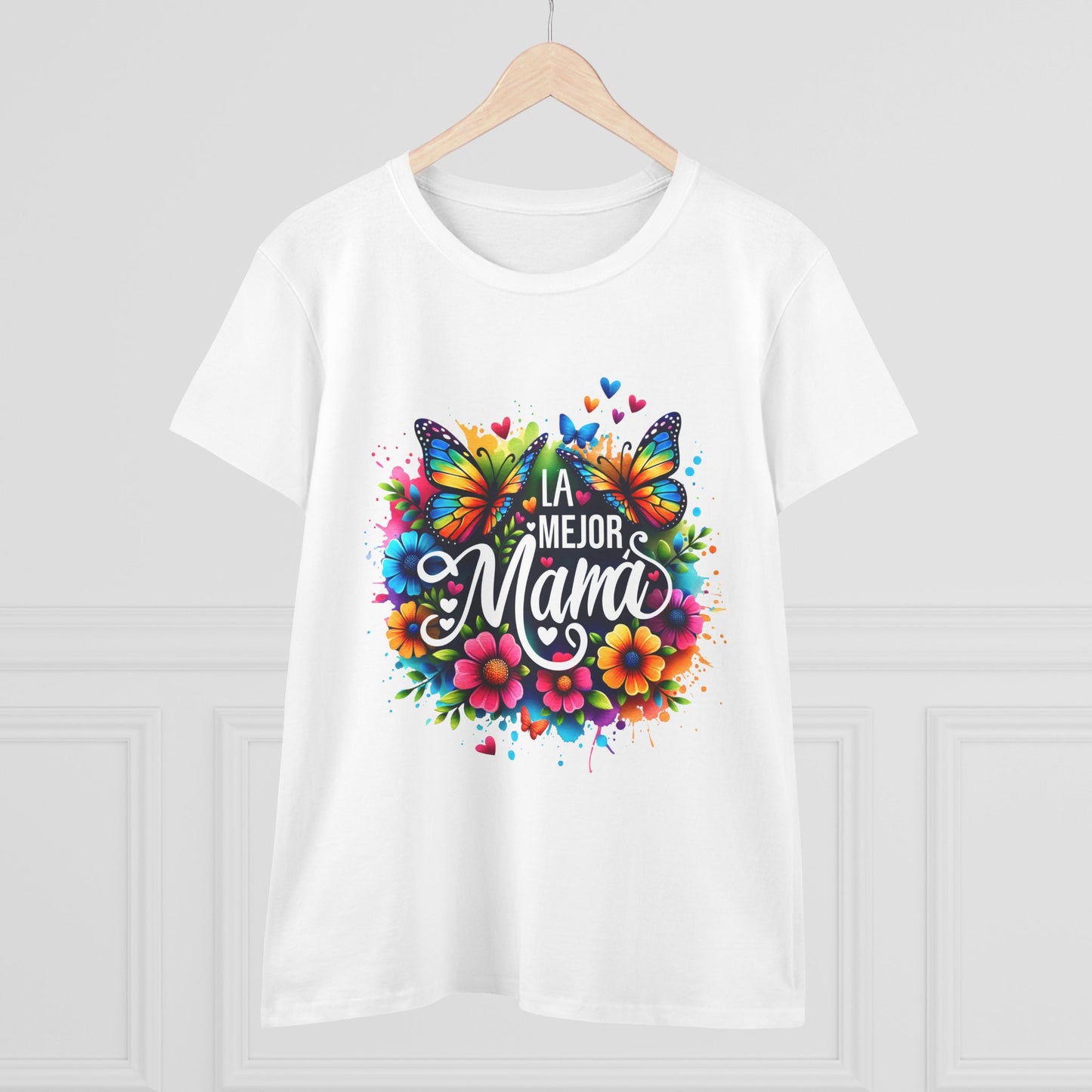 Colorful Butterfly Mom Tee - La Mejor Mama T-Shirt