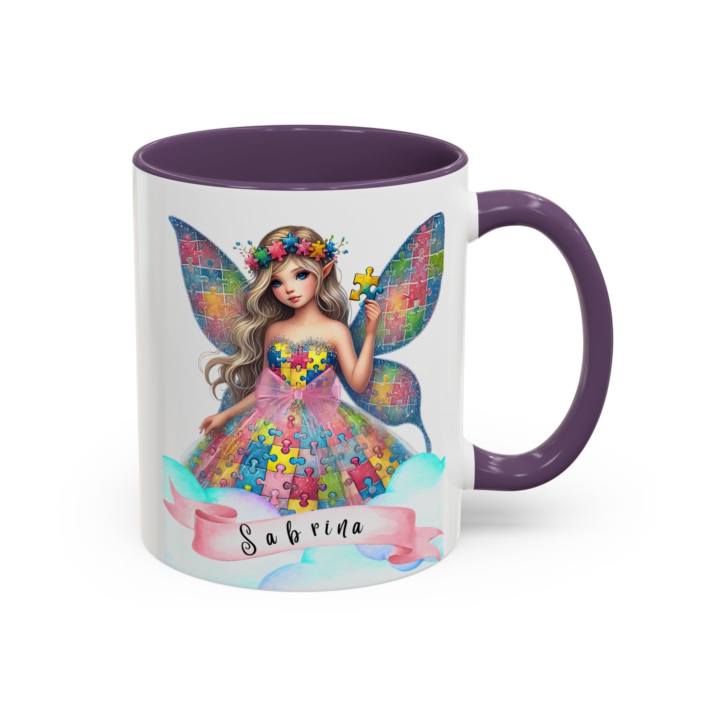 Colorful Fairy Personalized Coffee Mug, Girl autism, Unique Gift for Girls on the spectrum, Custom Name Drinkware,
