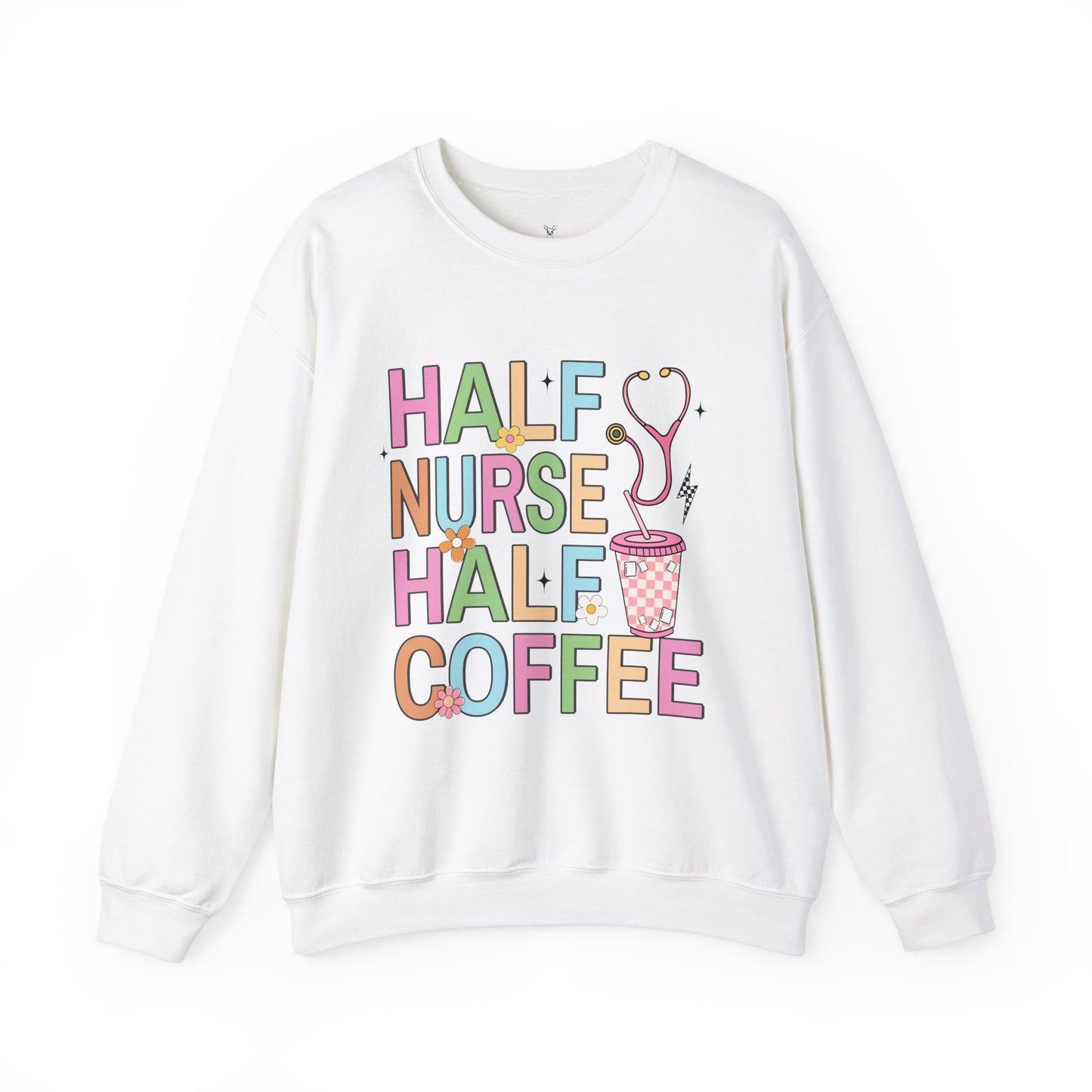 Half Nurse Half Coffee Unisex Crewneck Sweatshirt - Perfect Gift for Healthcare Workers