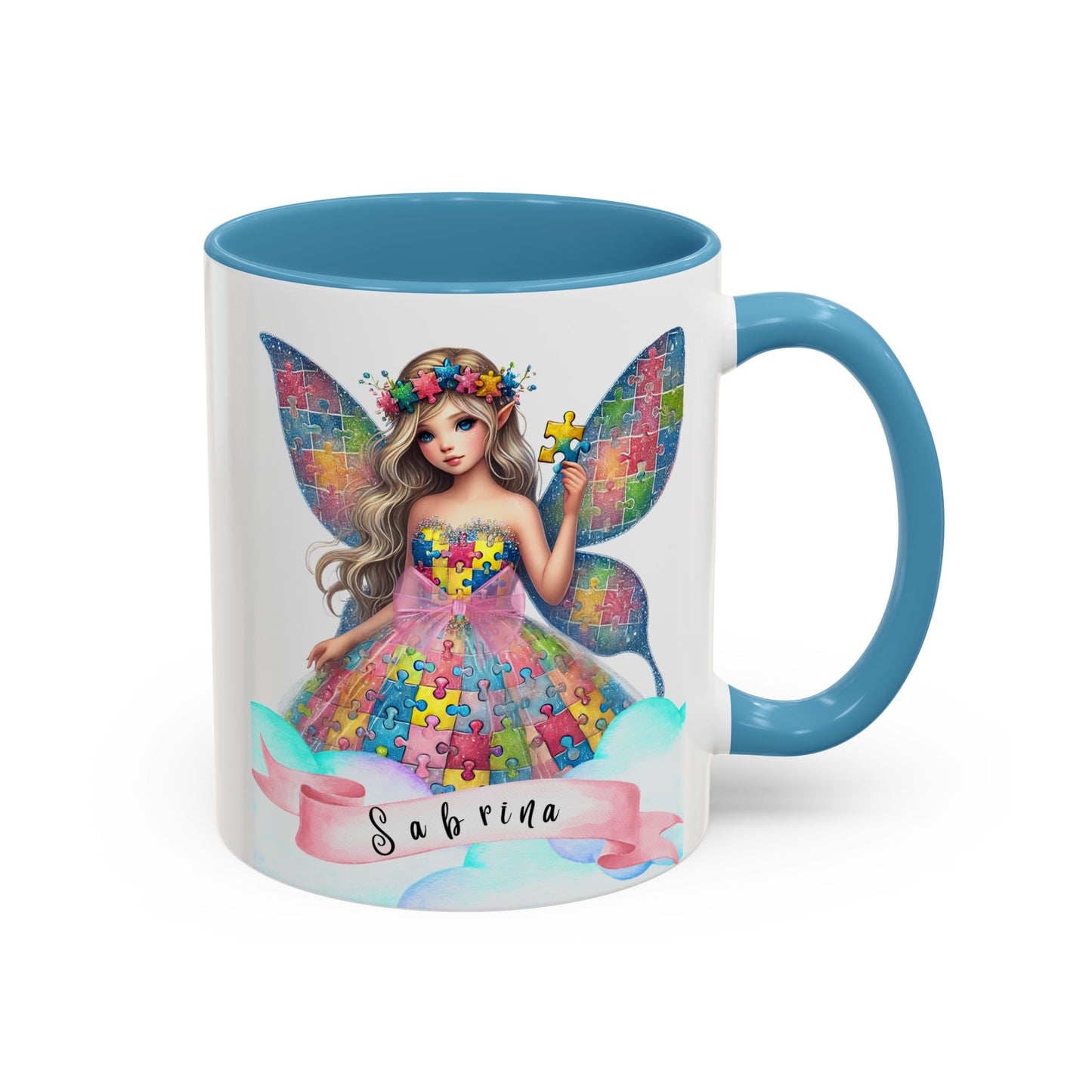Colorful Fairy Personalized Coffee Mug, Girl autism, Unique Gift for Girls on the spectrum, Custom Name Drinkware,