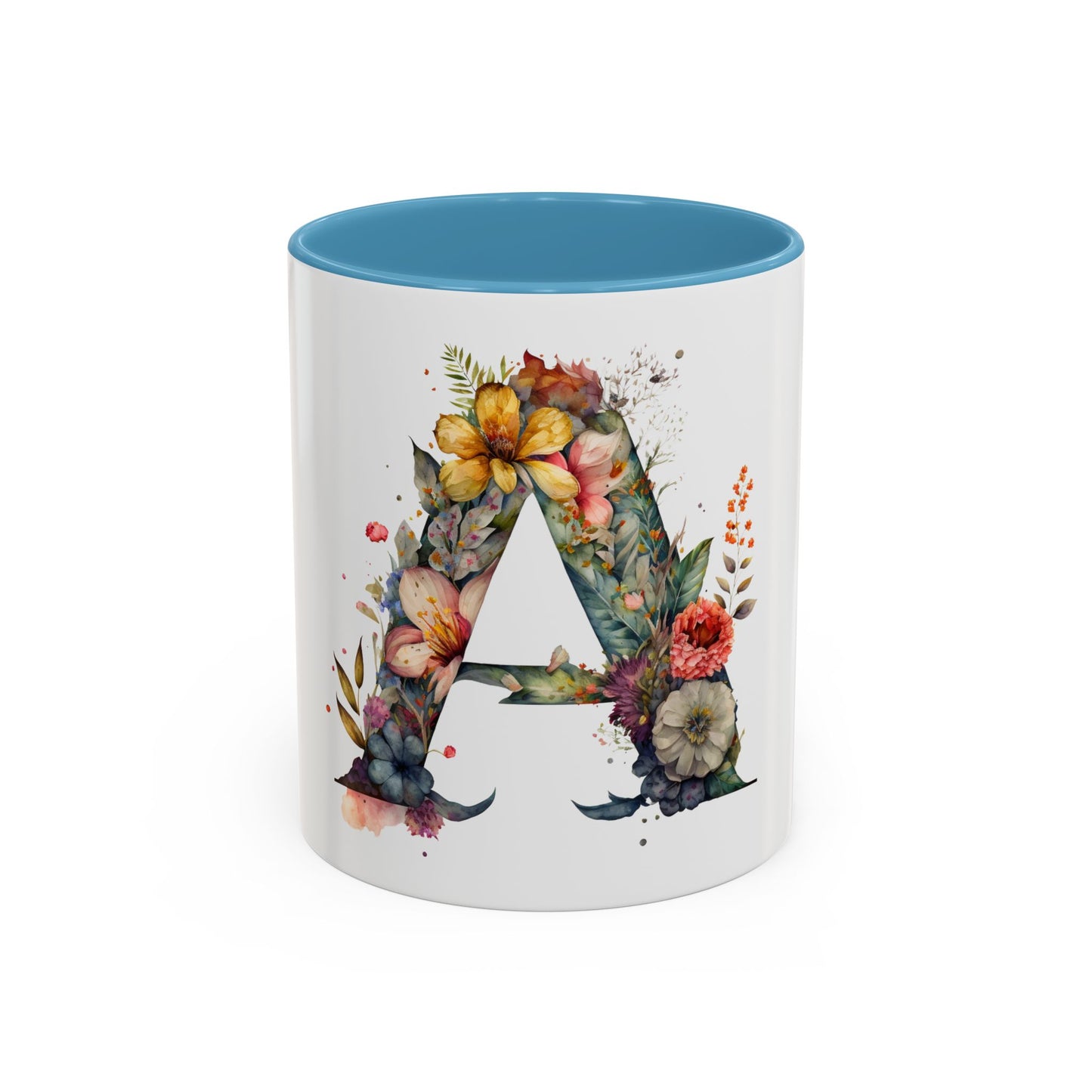 Personalized Floral Initial Coffee Mug - Custom 11/15oz Accent Mug for Gifts