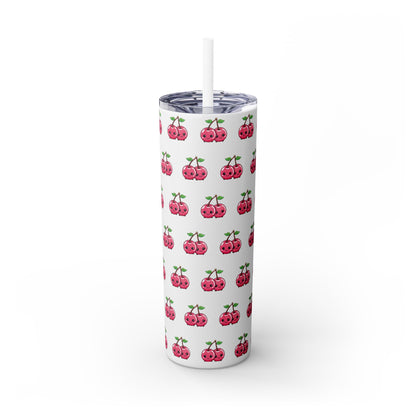 Kawaii Cherry Skinny Tumbler with Straw, 20oz| Nefty Creations - Nefty Creations