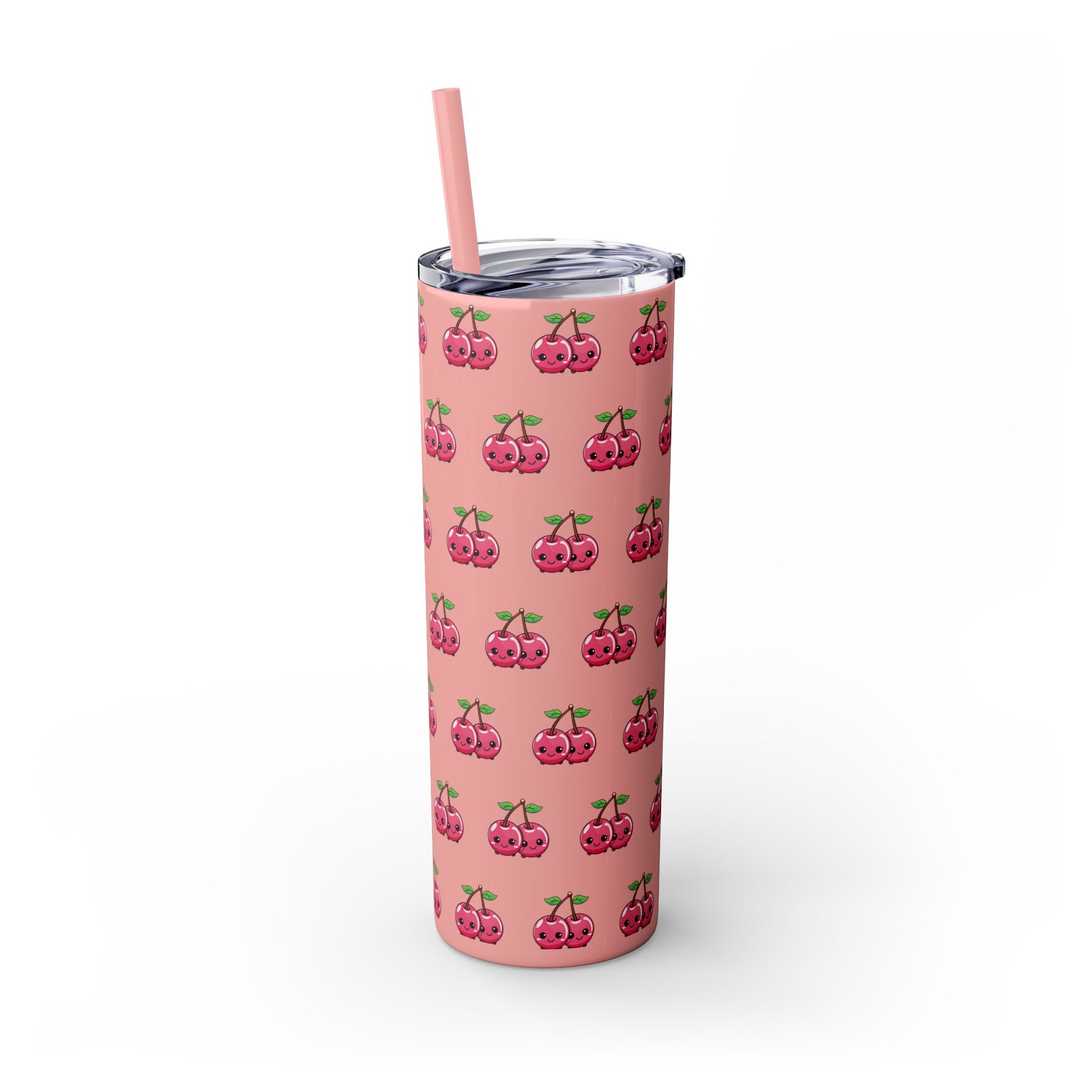 Kawaii Cherry Skinny Tumbler with Straw, 20oz| Nefty Creations - Nefty Creations