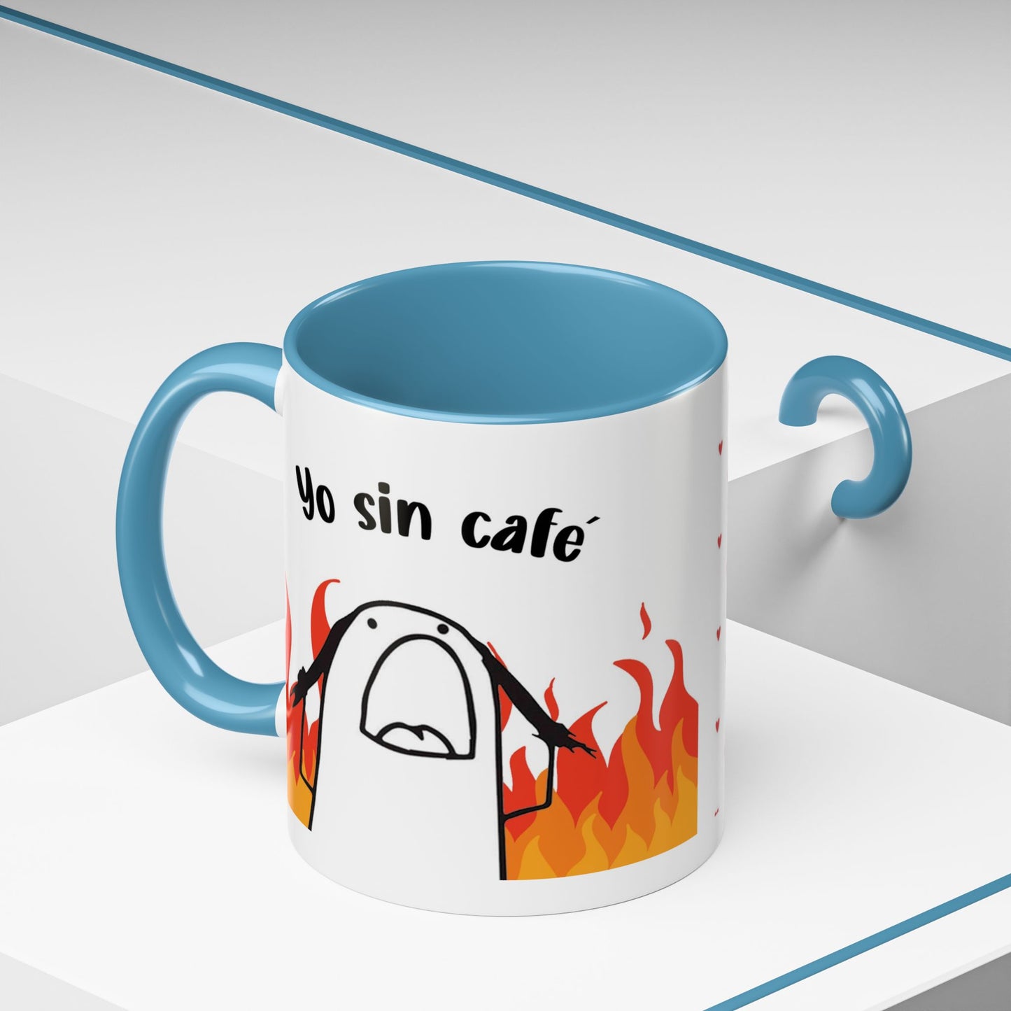 Cute 'Yo Con Café' Accent Coffee Mug, Adorable Gift for Coffee Lovers, Fun Decorative Mug for Home or Office, Valentine's Day Coffee Cup