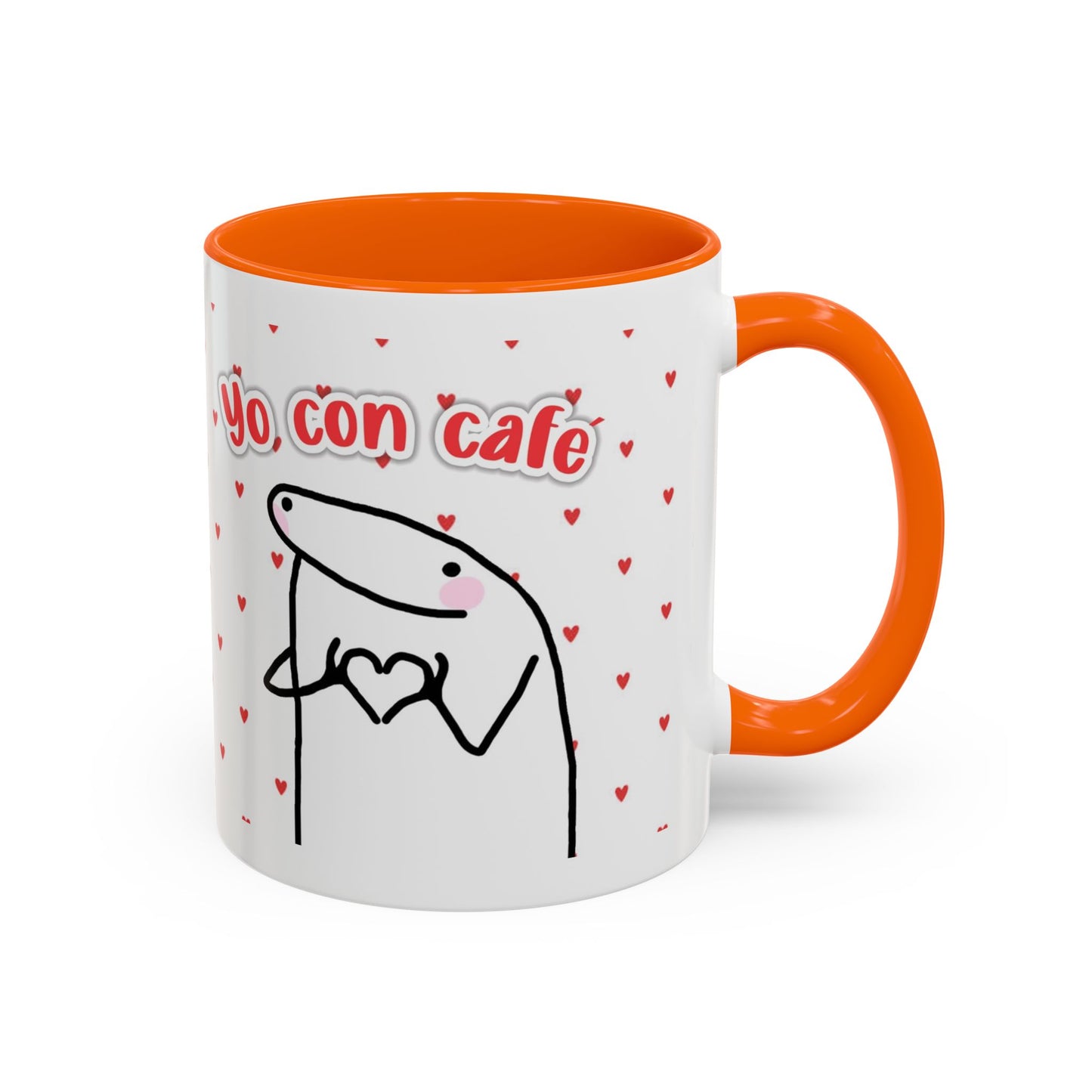 Cute 'Yo Con Café' Accent Coffee Mug, Adorable Gift for Coffee Lovers, Fun Decorative Mug for Home or Office, Valentine's Day Coffee Cup