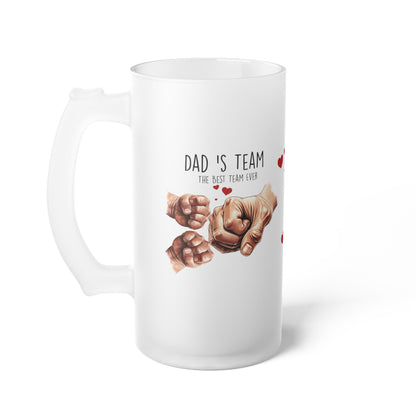 Vaso de Cerveza para Padre de Dos, Personalized Frosted Glass Beer Mug, Father's Day Gift, Custom Drinkware, Family Love Mug, Gift for Him, Unique Beer Stein - Nefty Creations