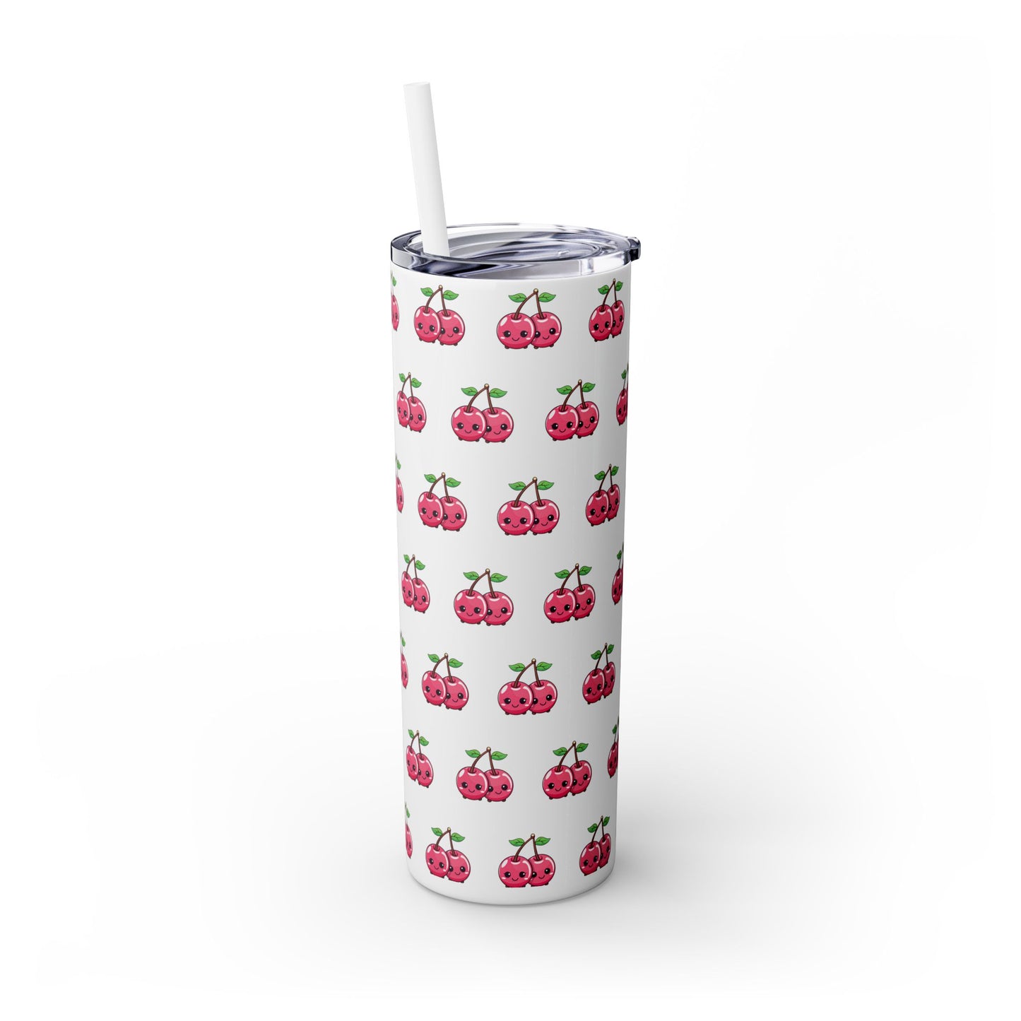 Kawaii Cherry Skinny Tumbler with Straw, 20oz| Nefty Creations - Nefty Creations