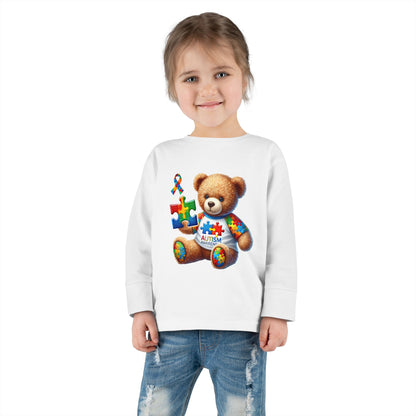 Autism Awareness Toddler Long Sleeve Tee - Cute Teddy Bear Design - Nefty Creations