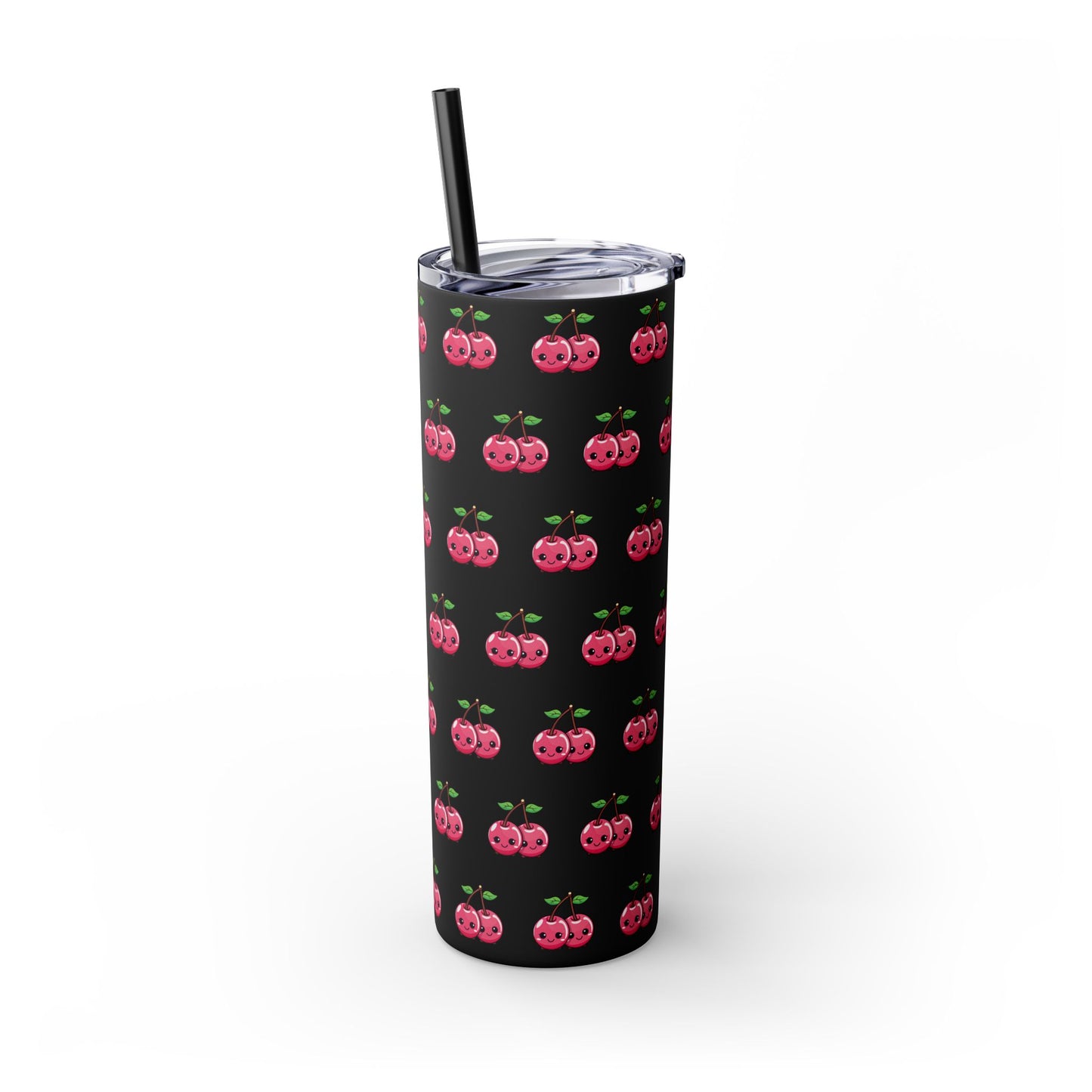 Kawaii Cherry Skinny Tumbler with Straw, 20oz| Nefty Creations - Nefty Creations