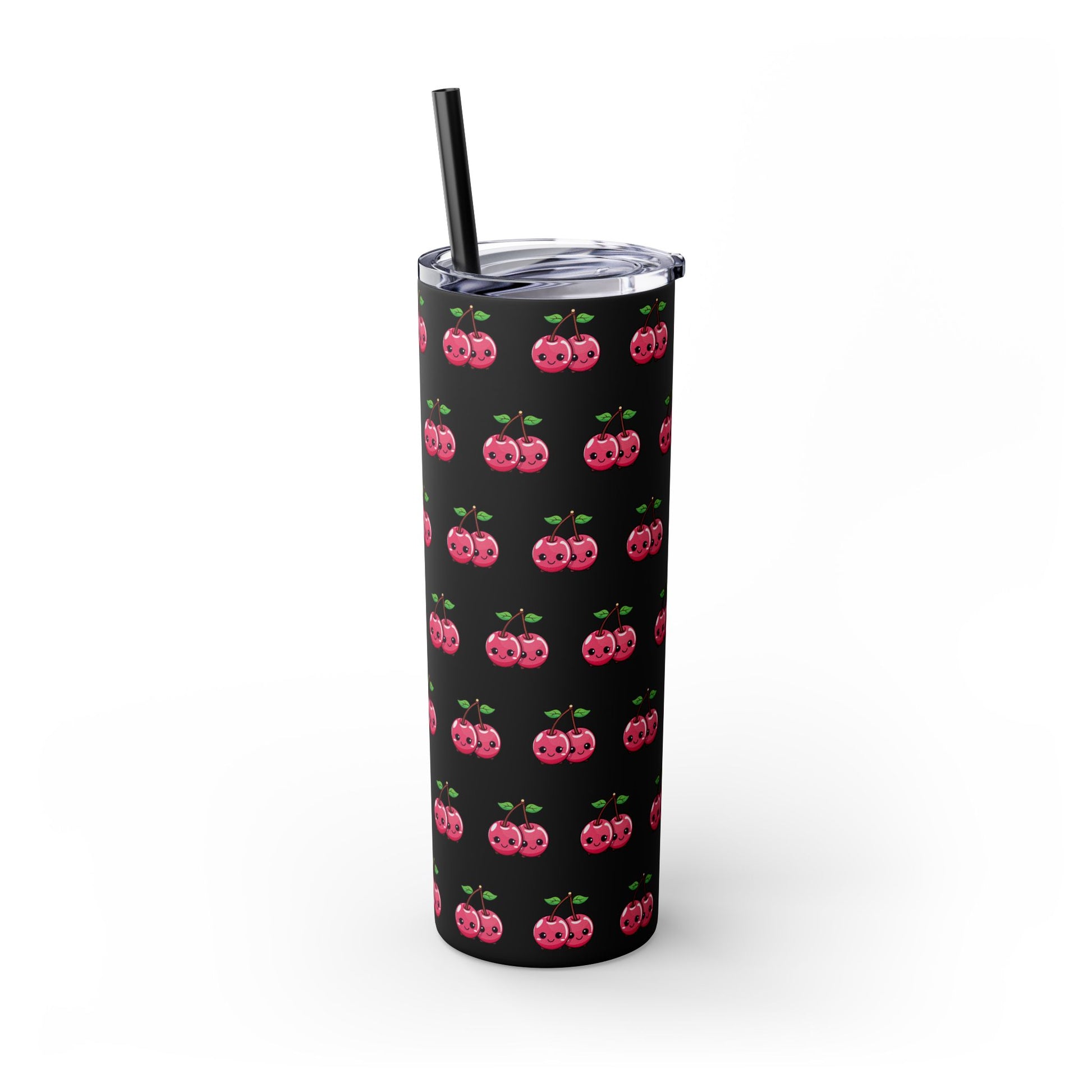Kawaii Cherry Skinny Tumbler with Straw, 20oz| Nefty Creations - Nefty Creations