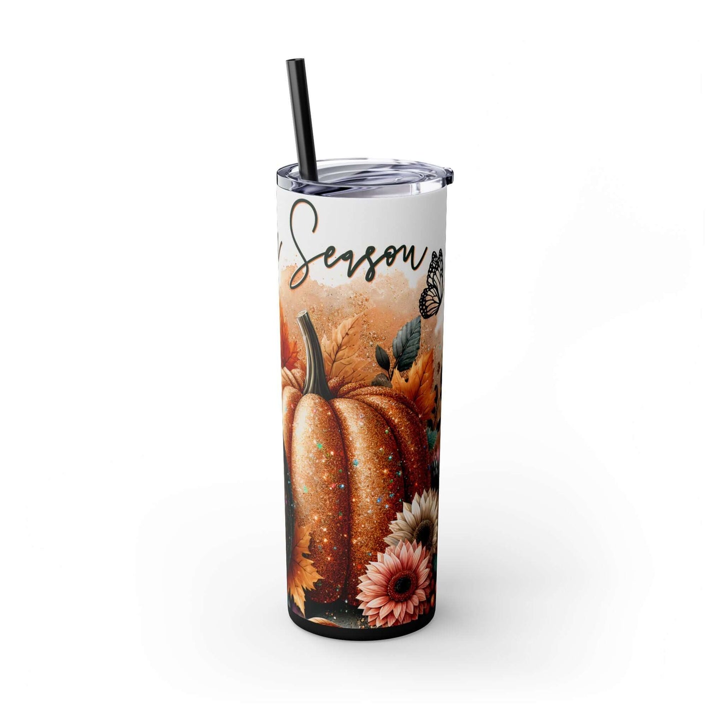 Glitter Fall Skinny Tumbler with Straw, 20oz| Nefty Creations - Nefty Creations
