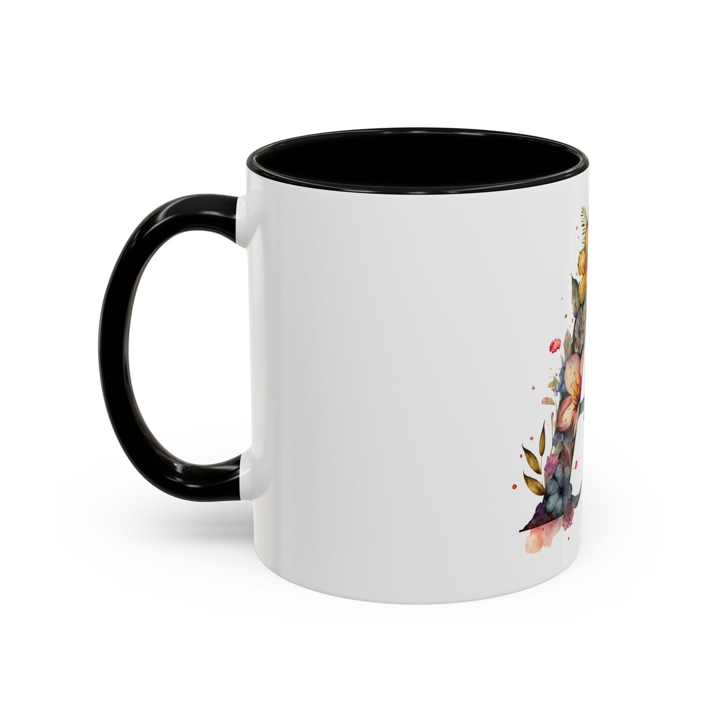 Personalized Floral Initial Coffee Mug - Custom 11/15oz Accent Mug for Gifts