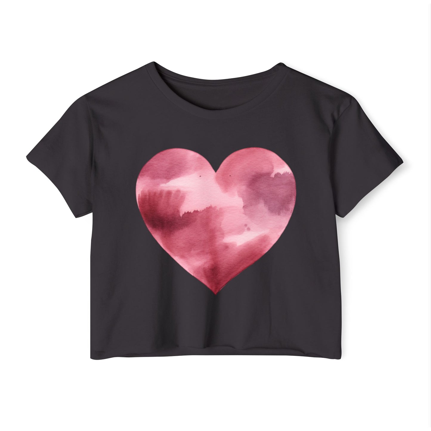 Women's Heart Watercolor Festival Crop Top - Cute Tee for Concerts and Celebrations - Nefty Creations