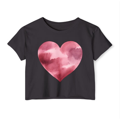 Women's Heart Watercolor Festival Crop Top - Cute Tee for Concerts and Celebrations - Nefty Creations