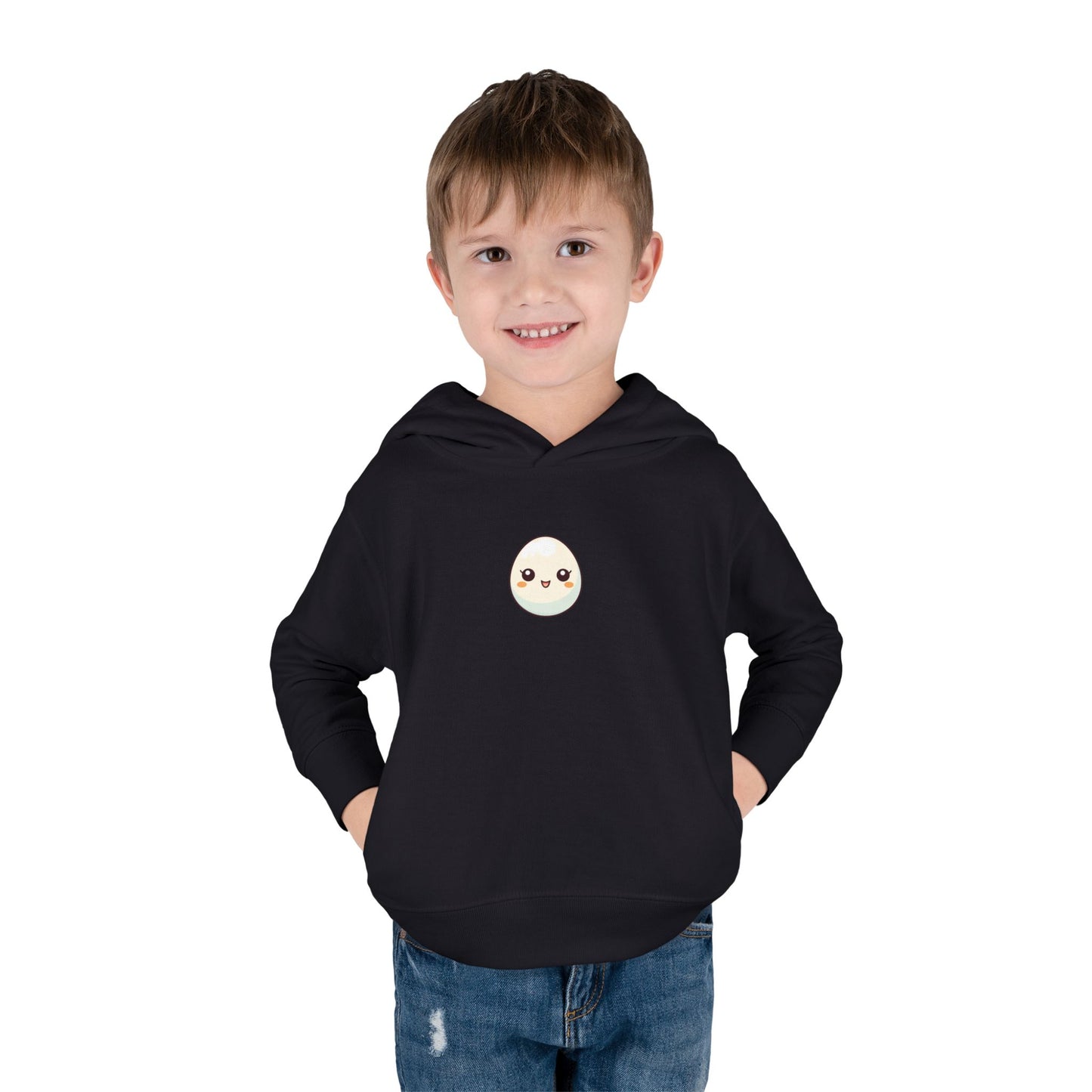 Cute Egg Graphic Toddler Fleece Hoodie - Cozy & Playful Pullover for Kids
