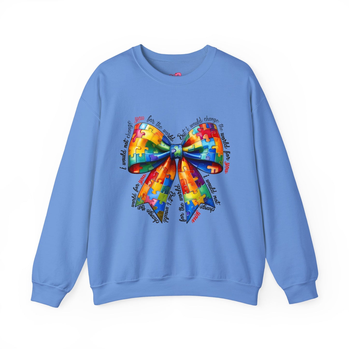 Colorful Puzzle Bow Sweatshirt - Autism Awareness Unisex Sweatshirt - Nefty Creations