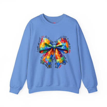 Colorful Puzzle Bow Sweatshirt - Autism Awareness Unisex Sweatshirt - Nefty Creations