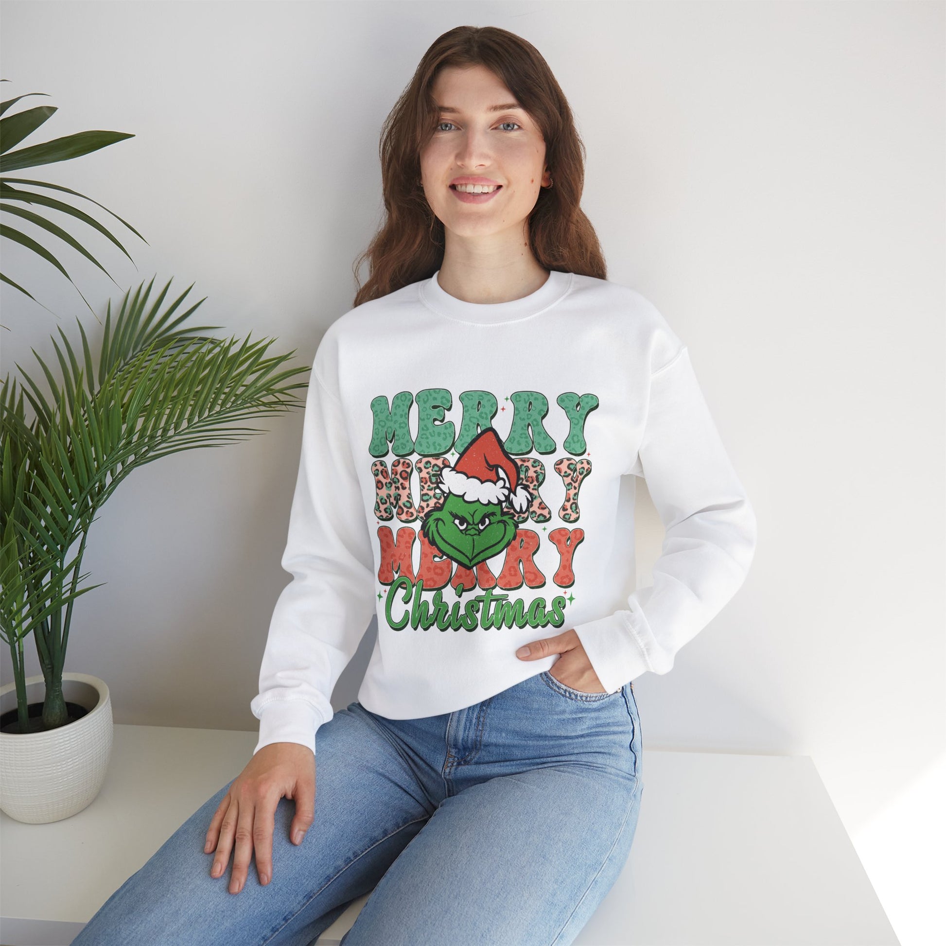 Merry Grinchmas Crewneck Sweatshirt - Festive Holiday Sweater for Christmas Celebrations - Nefty Creations