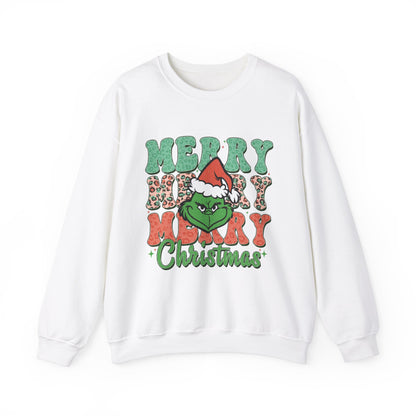 Merry Grinchmas Crewneck Sweatshirt - Festive Holiday Sweater for Christmas Celebrations - Nefty Creations