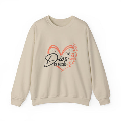 Dios es Bueno Heart Sweatshirt | Unisex Heavy Blend™ Crewneck - Nefty Creations