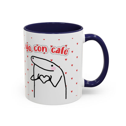 Cute 'Yo Con Café' Accent Coffee Mug, Adorable Gift for Coffee Lovers, Fun Decorative Mug for Home or Office, Valentine's Day Coffee Cup - Nefty Creations