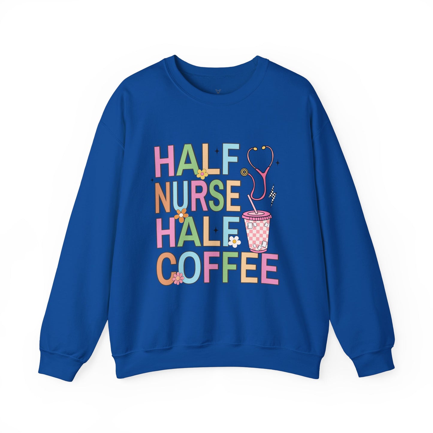 Half Nurse Half Coffee Unisex Crewneck Sweatshirt - Perfect Gift for Healthcare Workers