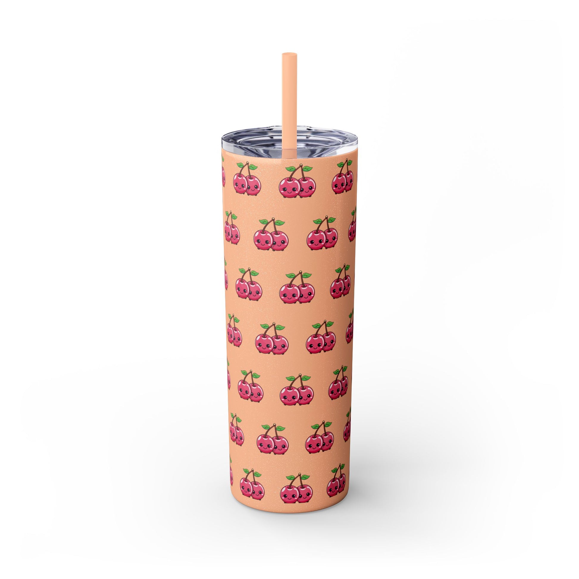 Kawaii Cherry Skinny Tumbler with Straw, 20oz| Nefty Creations - Nefty Creations