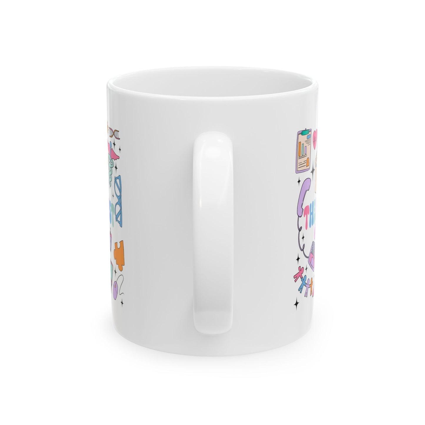 Whimsical Ceramic Mug with Fun Illustrations - Perfect Gift for Therapist Professionals