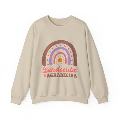 Bendecida & Agradecida Crewneck Sweatshirt - Cozy Unisex Sweater with Positive Vibes - Nefty Creations