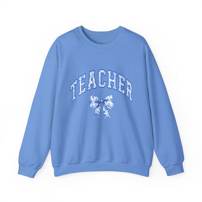 Teacher Floral Bow Crewneck Sweatshirt - Cozy Unisex Pullover for Educators - Nefty Creations