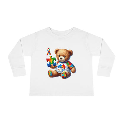 Autism Awareness Toddler Long Sleeve Tee - Cute Teddy Bear Design - Nefty Creations