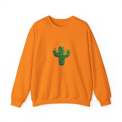 Cactus Vibes Unisex Crewneck Sweatshirt - Bright Orange Cozy Wear - Nefty Creations