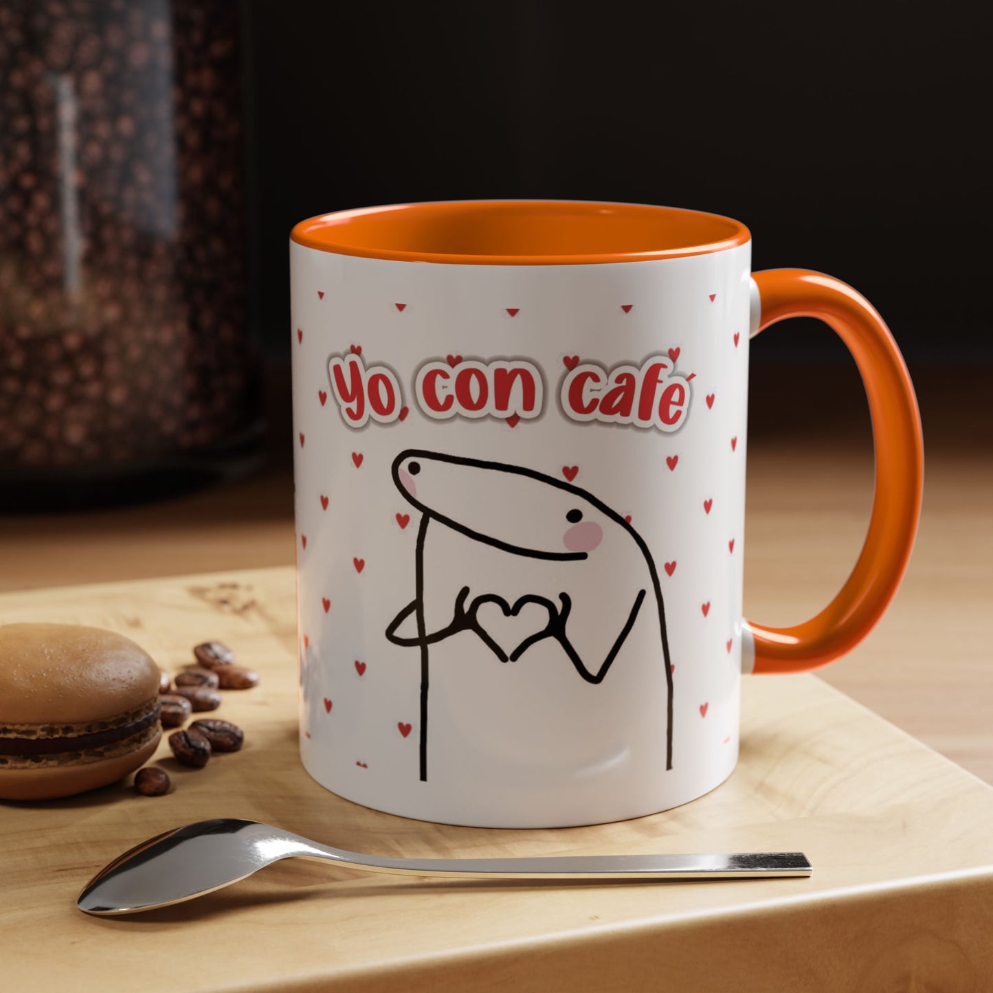 Cute 'Yo Con Café' Accent Coffee Mug, Adorable Gift for Coffee Lovers, Fun Decorative Mug for Home or Office, Valentine's Day Coffee Cup