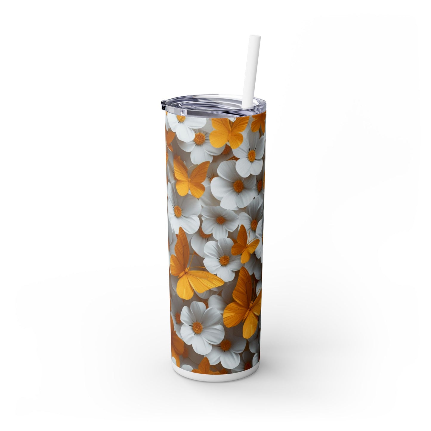 Yellow Butterfly Skinny Tumbler 20oz| Nefty Creations