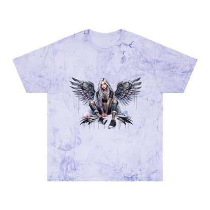 Edgy Unisex Color Blast T-Shirt with Winged Design | Casual Streetwear for Music Lovers - Nefty Creations