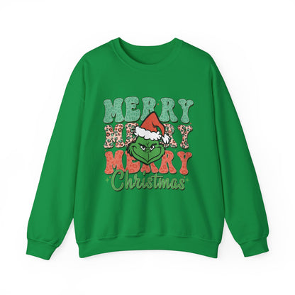 Merry Grinchmas Crewneck Sweatshirt - Festive Holiday Sweater for Christmas Celebrations - Nefty Creations