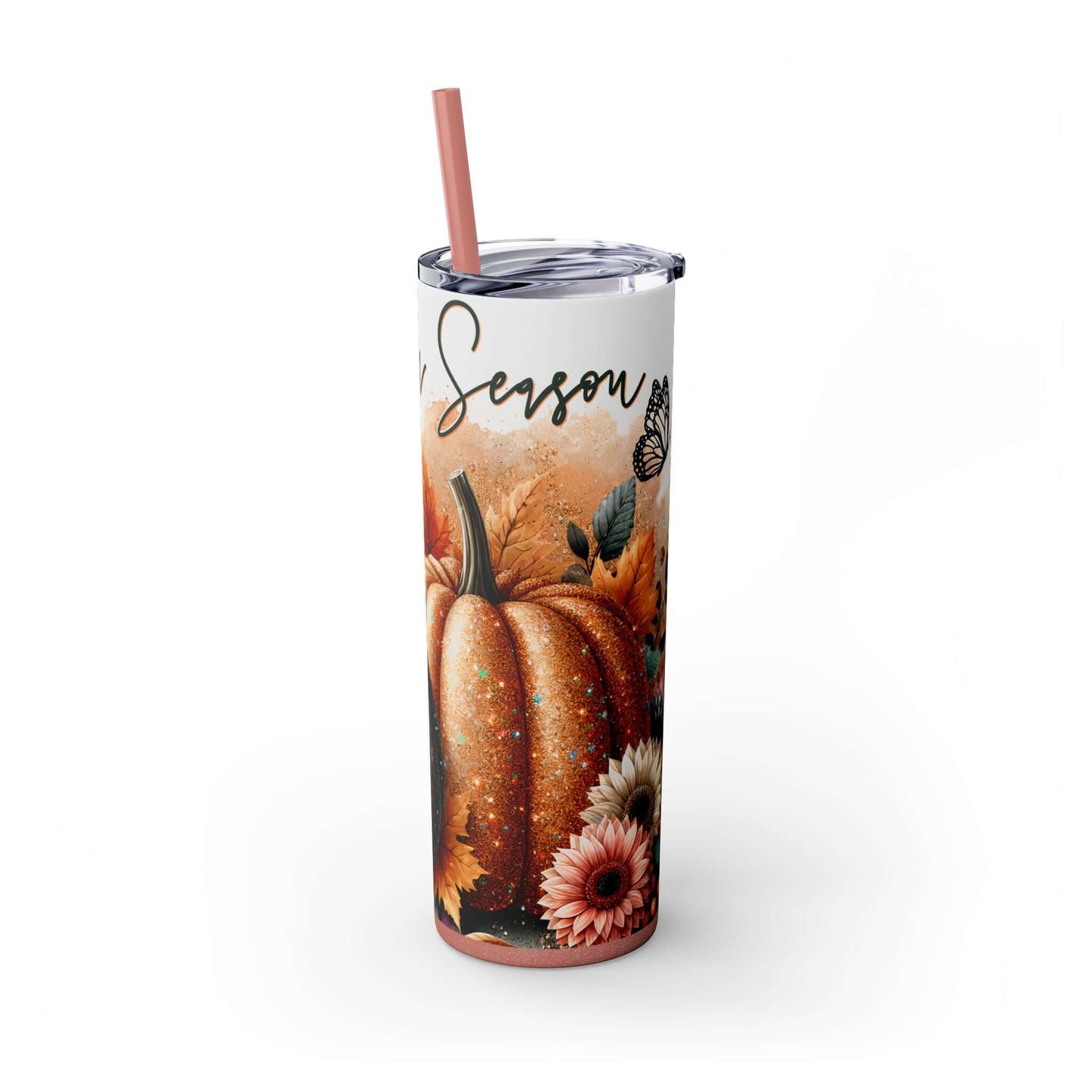 Glitter Fall Skinny Tumbler with Straw, 20oz| Nefty Creations - Nefty Creations