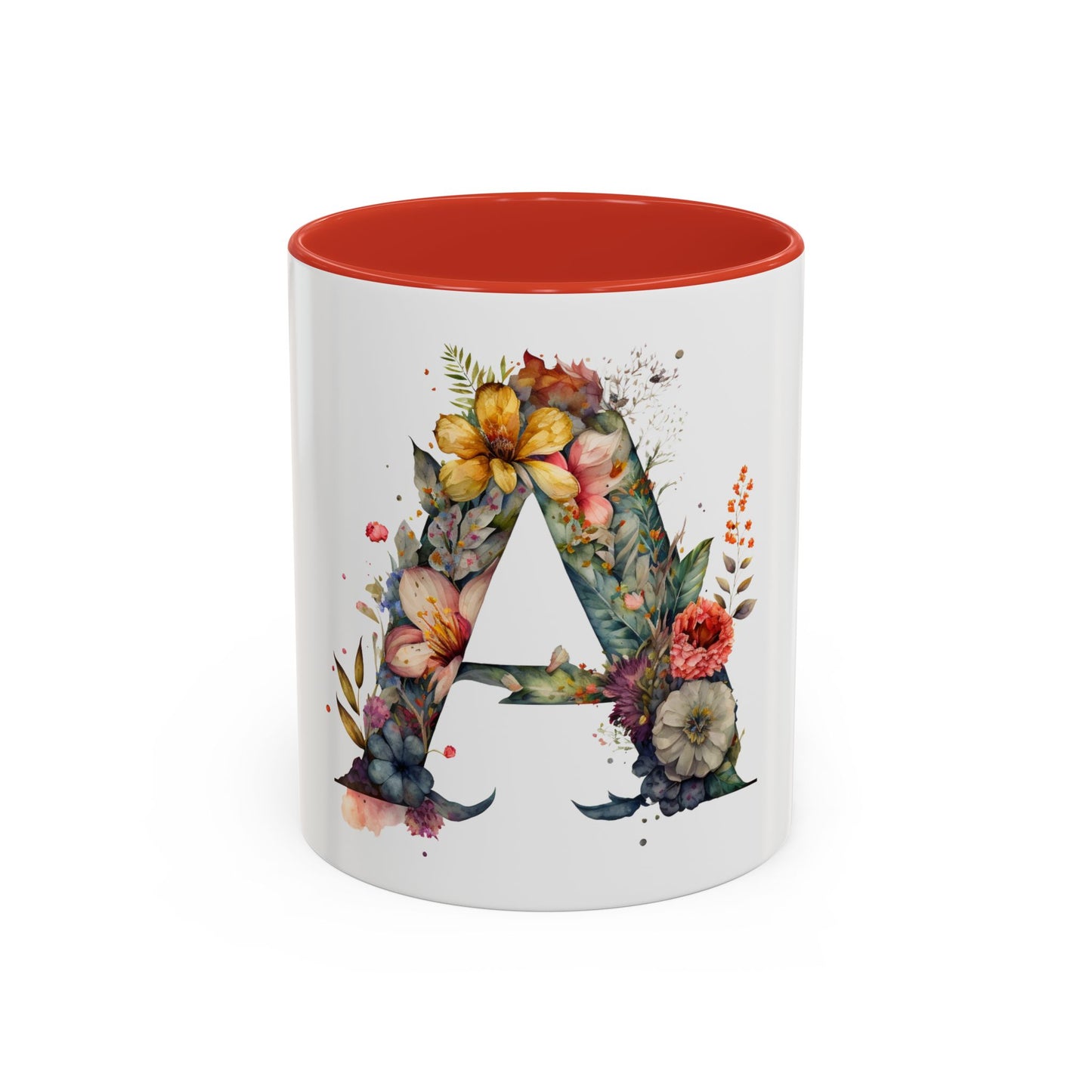 Personalized Floral Initial Coffee Mug - Custom 11/15oz Accent Mug for Gifts