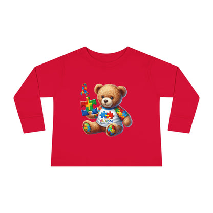 Autism Awareness Toddler Long Sleeve Tee - Cute Teddy Bear Design - Nefty Creations