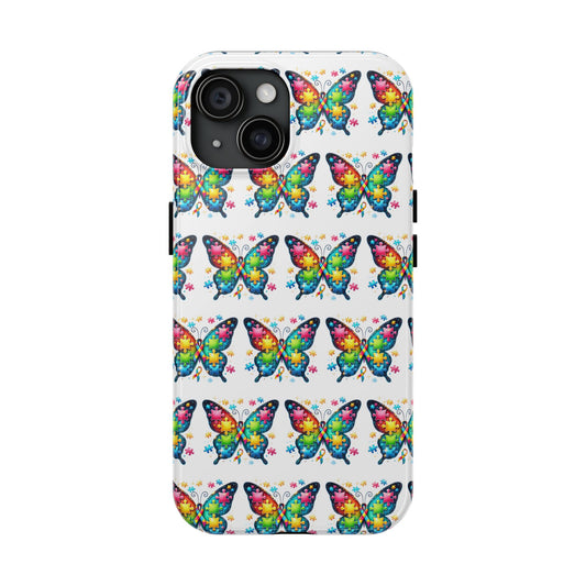 Colorful Butterfly Tough Phone Case - Durable Protection for Optimistic Souls- Autism Awareness