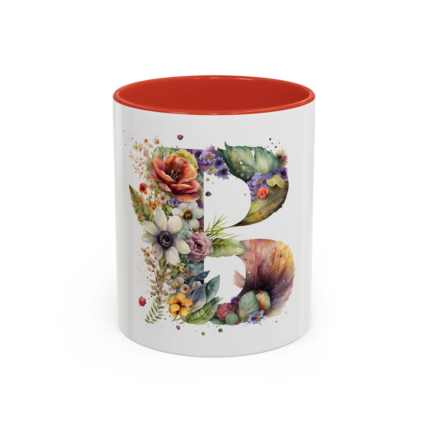 Personalized Floral Initial Coffee Mug - 11 oz & 15 oz