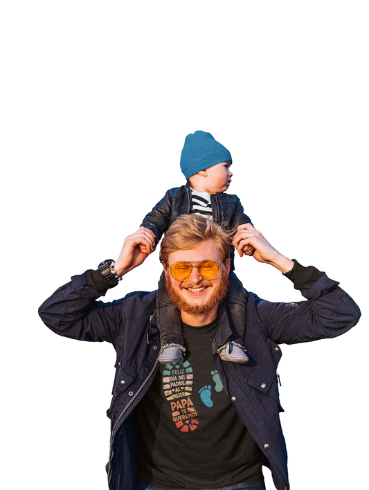 Camiseta para Padre de Dos, Sentimental Father’s Day Footprint Tee, Gift for Dad, Unisex Cotton Shirt, Family Keepsake, Holiday Celebration Wear - Nefty Creations